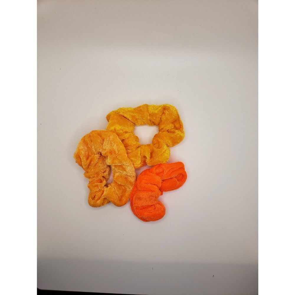 Orange velvet scrunchies